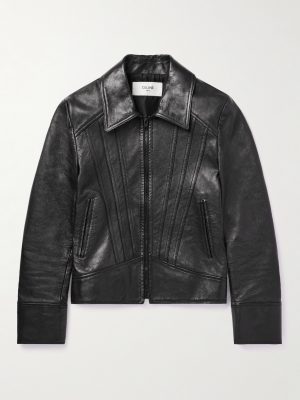 Slim-Fit Panelled Leather Jacket Slim-Fit Panelled Leather Jacket