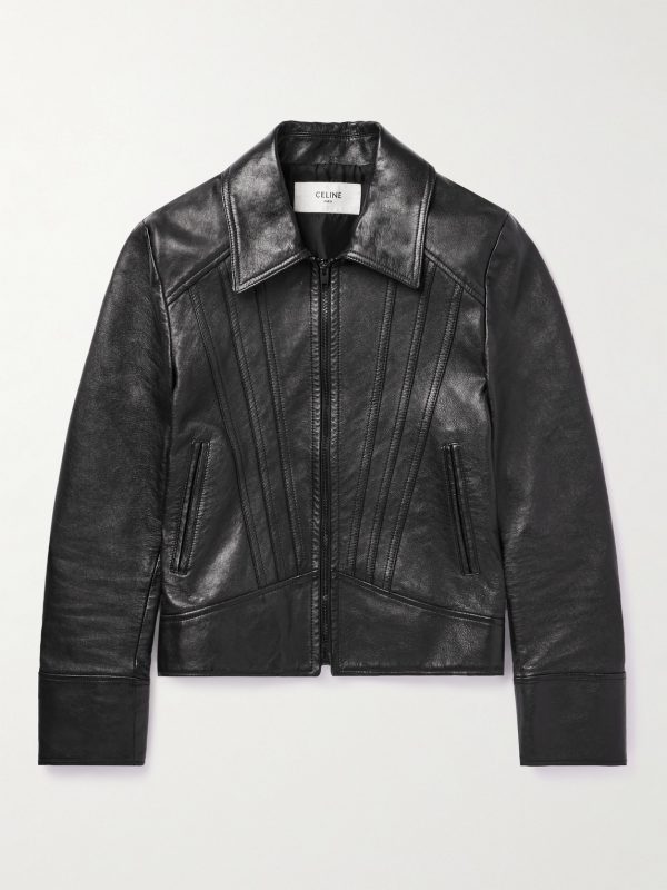 Slim-Fit Panelled Leather Jacket Slim-Fit Panelled Leather Jacket
