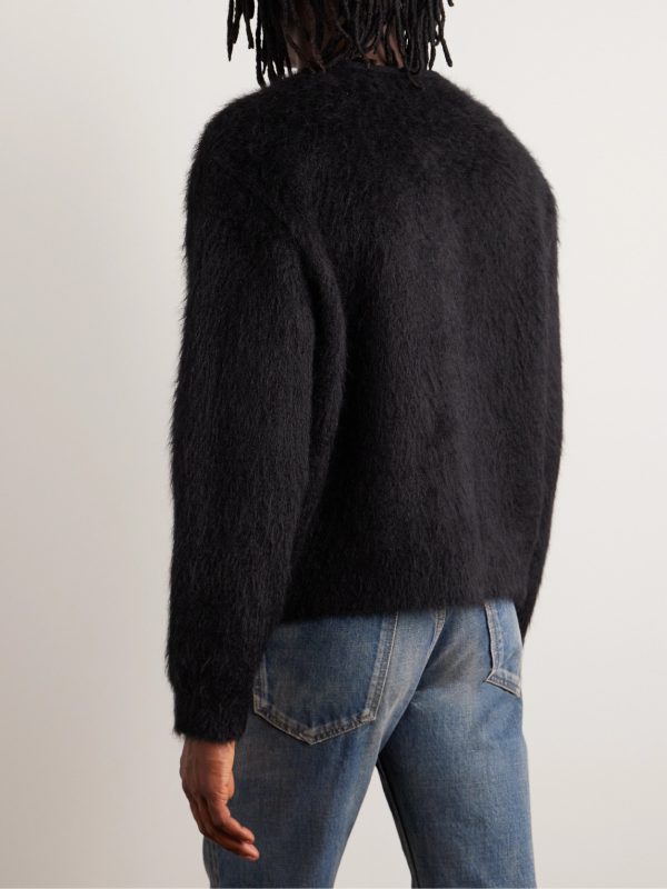 Brushed Mohair-Blend Cardigan - BK Brushed Mohair-Blend Cardigan - BK