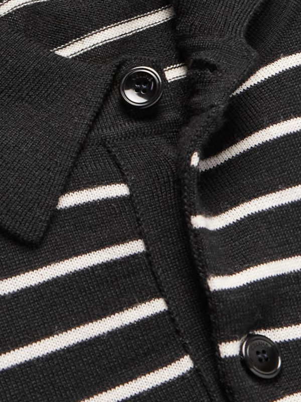 Slim-Fit Logo-Embroidered Striped Wool Polo Shirt - CU Slim-Fit Logo-Embroidered Striped Wool Polo Shirt - CU