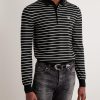 Slim-Fit Logo-Embroidered Striped Wool Polo Shirt - FR Slim-Fit Logo-Embroidered Striped Wool Polo Shirt - FR