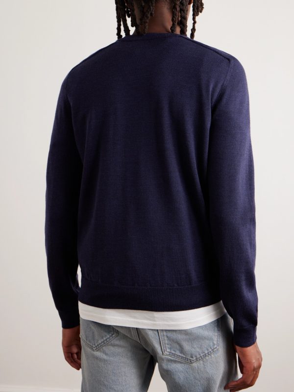 Logo-Embroidered Wool Sweater - BK Logo-Embroidered Wool Sweater - BK