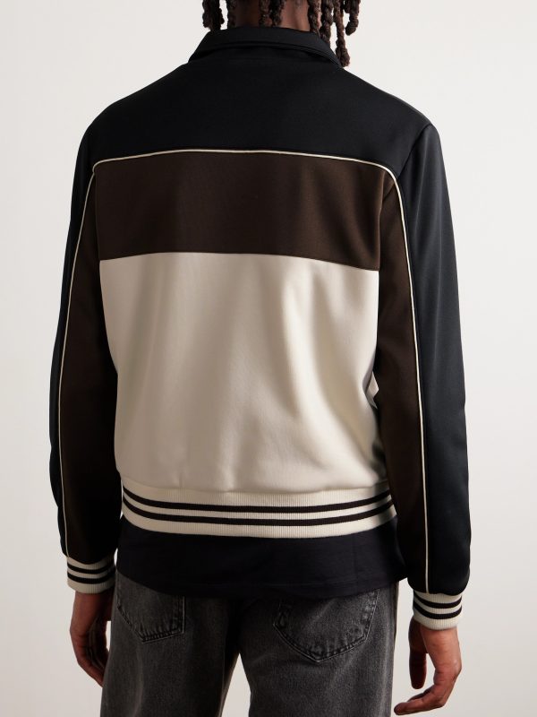 Triomphe Logo-Embroidered Colour-Block Jersey Track Jacket - BK Triomphe Logo-Embroidered Colour-Block Jersey Track Jacket - BK