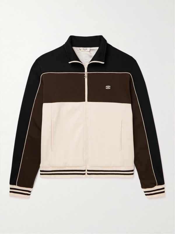 Triomphe Logo-Embroidered Colour-Block Jersey Track Jacket Triomphe Logo-Embroidered Colour-Block Jersey Track Jacket