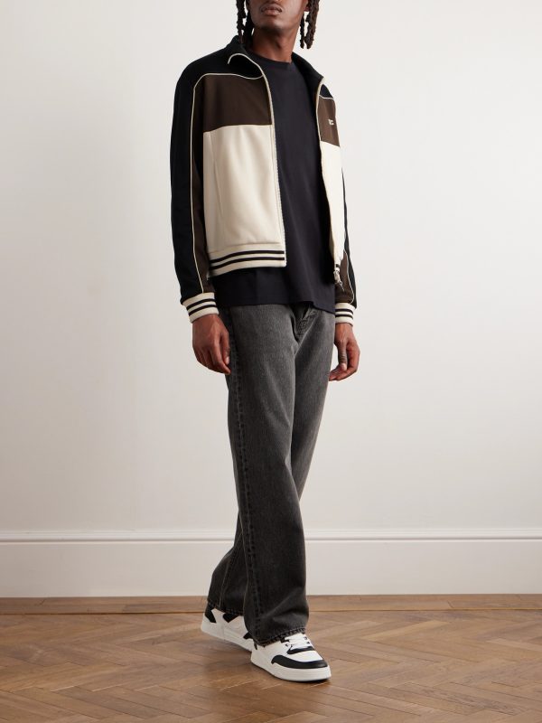 Triomphe Logo-Embroidered Colour-Block Jersey Track Jacket - OU Triomphe Logo-Embroidered Colour-Block Jersey Track Jacket - OU
