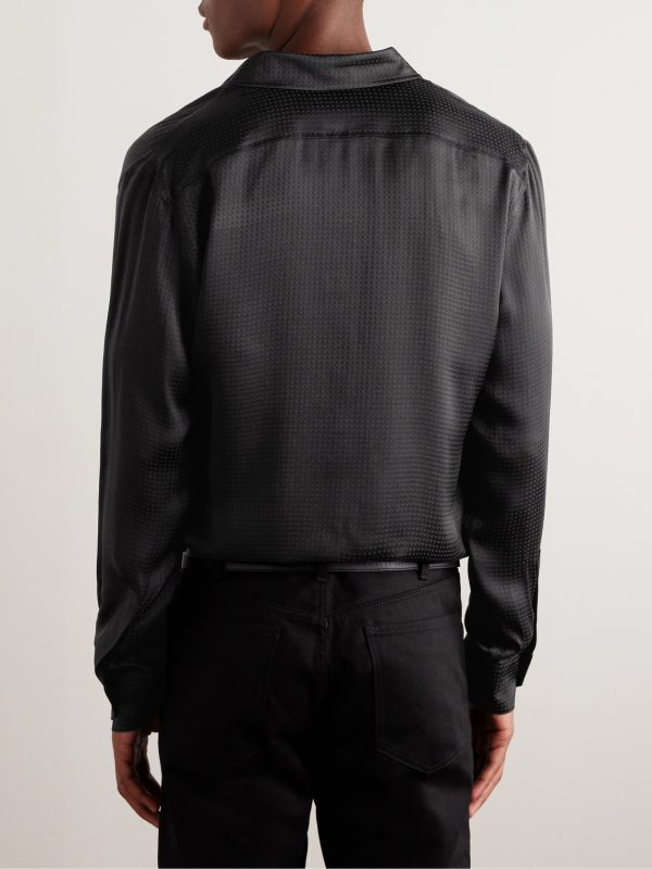 Slim-Fit Printed Silk Shirt - BK Slim-Fit Printed Silk Shirt - BK
