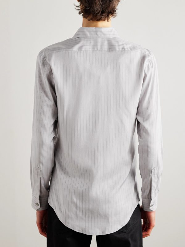 Slim-Fit Striped Silk Shirt - BK Slim-Fit Striped Silk Shirt - BK