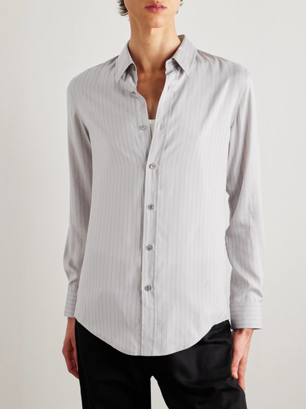 Slim-Fit Striped Silk Shirt - FR Slim-Fit Striped Silk Shirt - FR