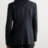 Slim-Fit Double-Breasted Pinstriped Wool Blazer - BK Slim-Fit Double-Breasted Pinstriped Wool Blazer - BK