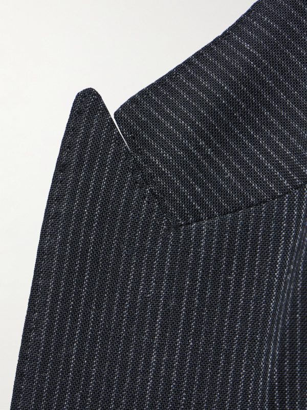 Slim-Fit Double-Breasted Pinstriped Wool Blazer - E1 Slim-Fit Double-Breasted Pinstriped Wool Blazer - E1