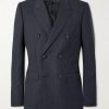 Slim-Fit Double-Breasted Pinstriped Wool Blazer Slim-Fit Double-Breasted Pinstriped Wool Blazer
