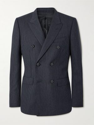 Slim-Fit Double-Breasted Pinstriped Wool Blazer Slim-Fit Double-Breasted Pinstriped Wool Blazer