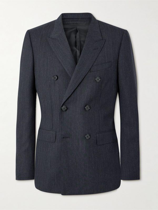 Slim-Fit Double-Breasted Pinstriped Wool Blazer Slim-Fit Double-Breasted Pinstriped Wool Blazer
