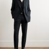Slim-Fit Double-Breasted Pinstriped Wool Blazer - OU Slim-Fit Double-Breasted Pinstriped Wool Blazer - OU