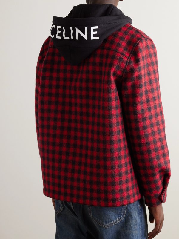 Padded Checked Wool and Mohair-Blend Hooded Overshirt - BK Padded Checked Wool and Mohair-Blend Hooded Overshirt - BK