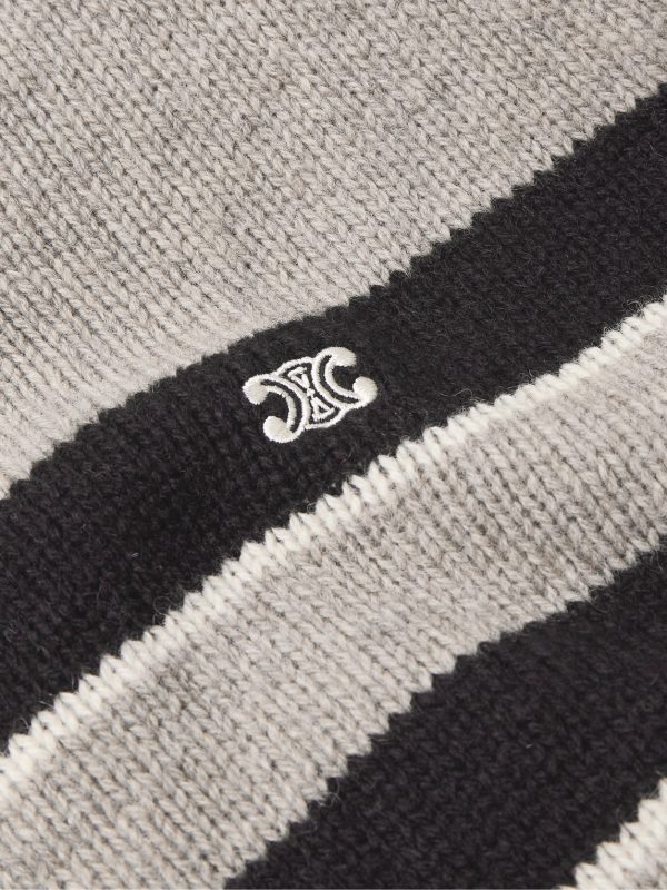 Logo-Embroidered Striped Wool Sweater - CU Logo-Embroidered Striped Wool Sweater - CU