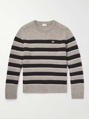 Logo-Embroidered Striped Wool Sweater Logo-Embroidered Striped Wool Sweater