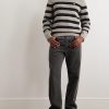 Logo-Embroidered Striped Wool Sweater - OU Logo-Embroidered Striped Wool Sweater - OU