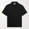 Convertible-Collar Logo-Appliquéd Matte-Satin Shirt