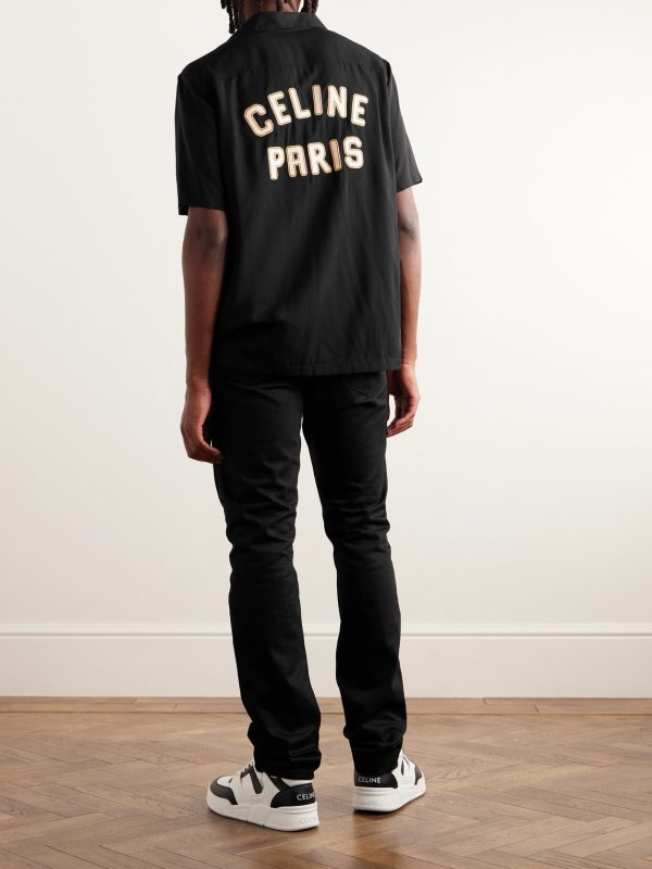 Convertible-Collar Logo-Appliquéd Matte-Satin Shirt - OU