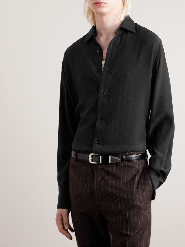 Silk-Satin Jacquard Shirt - FR