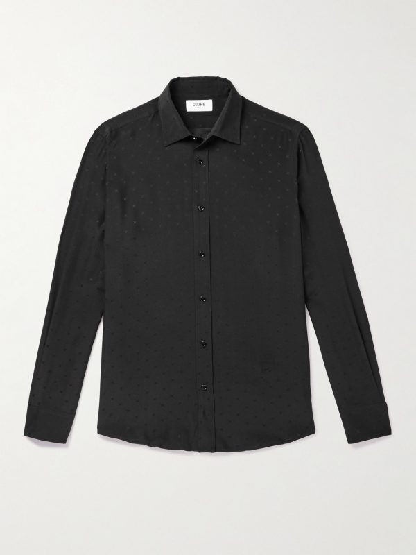 Silk-Satin Jacquard Shirt