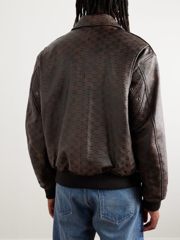 Logo-Debossed Leather Jacket - BK Logo-Debossed Leather Jacket - BK