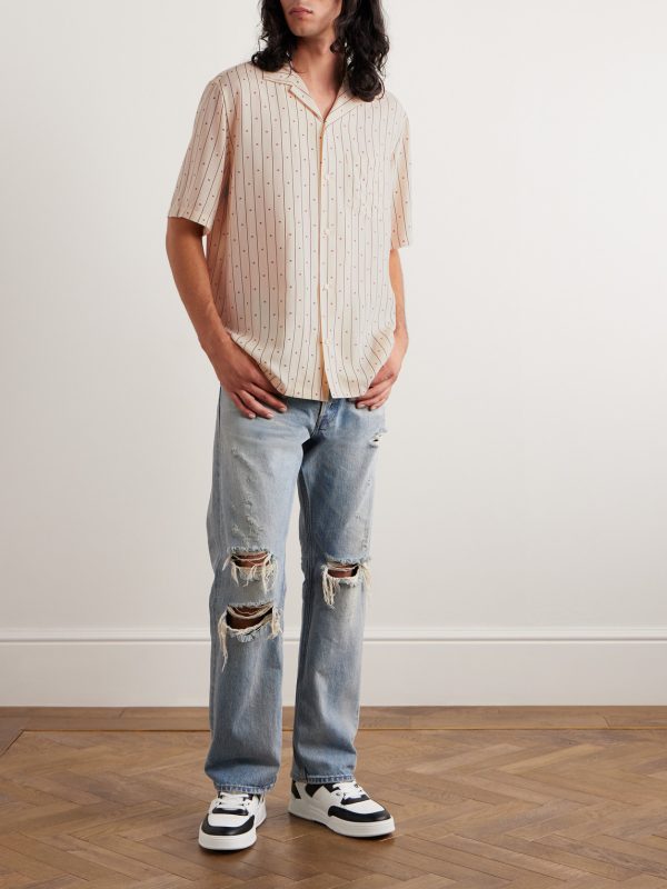 Convertible-Collar Printed Woven Shirt - OU Convertible-Collar Printed Woven Shirt - OU