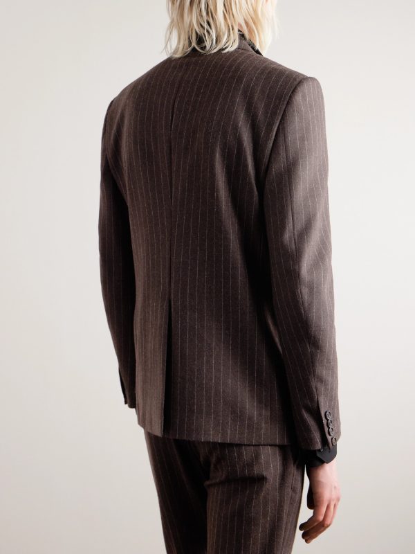 Slim-Fit Pinstriped Wool Suit Jacket - BK Slim-Fit Pinstriped Wool Suit Jacket - BK