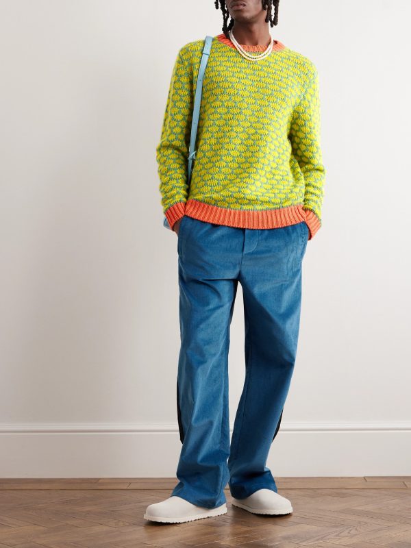 Brick Jacquard-Knit Cashmere Sweater - OU Brick Jacquard-Knit Cashmere Sweater - OU