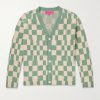 Appliquéd Checked Cashmere-Blend Cardigan