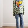 Appliquéd Checked Cashmere-Blend Cardigan - OU