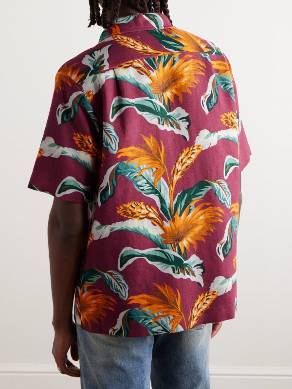 Camp-Collar Printed Linen and Cotton-Blend Shirt - BK Camp-Collar Printed Linen and Cotton-Blend Shirt - BK