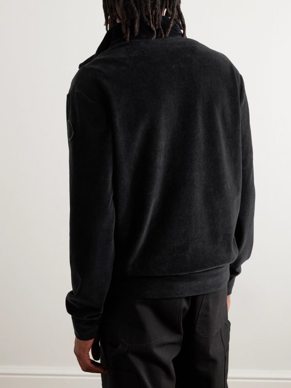 Ribbed Cotton-Blend Chenille and Quilted Shell Down Zip-Up Cardigan - BK