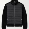 Ribbed Cotton-Blend Chenille and Quilted Shell Down Zip-Up Cardigan