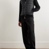Ribbed Cotton-Blend Chenille and Quilted Shell Down Zip-Up Cardigan - OU