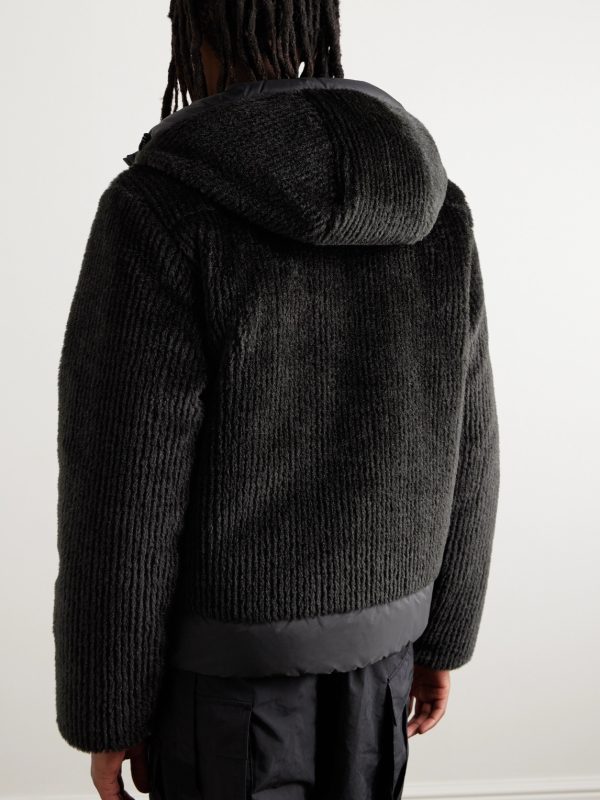 Tejat Reversible Logo-Appliquéd Corduroy and Shell Hooded Down Jacket - BK Tejat Reversible Logo-Appliquéd Corduroy and Shell Hooded Down Jacket - BK