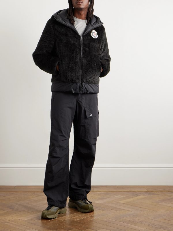 Tejat Reversible Logo-Appliquéd Corduroy and Shell Hooded Down Jacket - OU Tejat Reversible Logo-Appliquéd Corduroy and Shell Hooded Down Jacket - OU