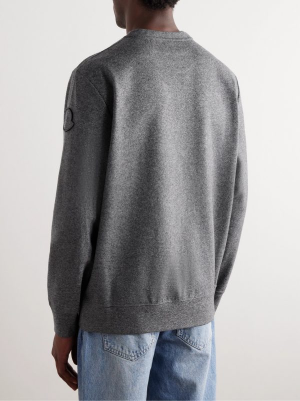 Logo-Embroidered Wool-Blend Felt Sweatshirt - BK