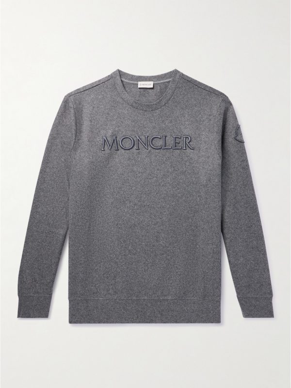 Logo-Embroidered Wool-Blend Felt Sweatshirt