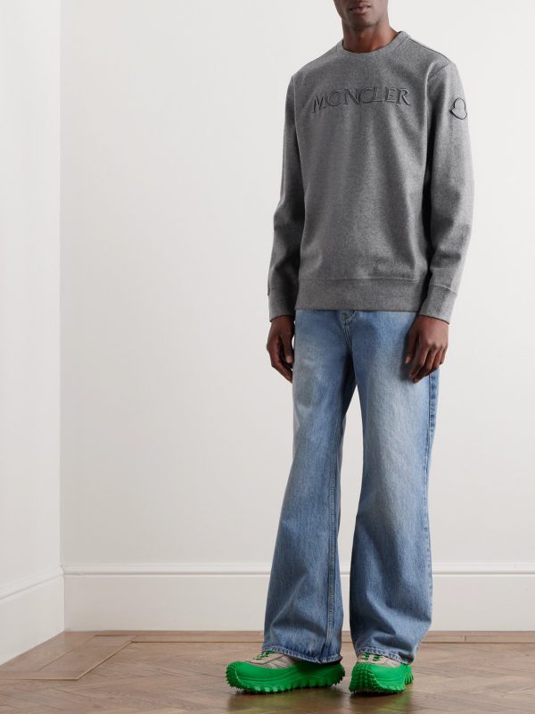 Logo-Embroidered Wool-Blend Felt Sweatshirt - OU