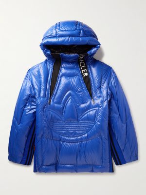 + adidas Originals Chambery Canvas-Trimmed Quilted Glossed-Shell Hooded Down Jacket + adidas Originals Chambery Canvas-Trimmed Quilted Glossed-Shell Hooded Down Jacket