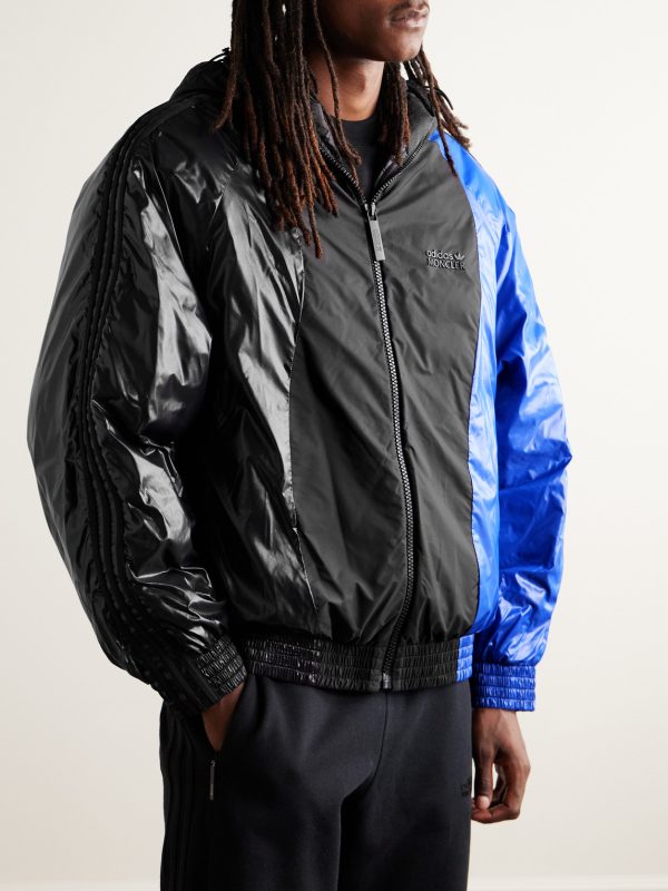 + adidas Originals Balzers Logo-Appliquéd Striped Panelled Shell Hooded Down Jacket - FR + adidas Originals Balzers Logo-Appliquéd Striped Panelled Shell Hooded Down Jacket - FR