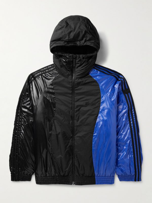 + adidas Originals Balzers Logo-Appliquéd Striped Panelled Shell Hooded Down Jacket + adidas Originals Balzers Logo-Appliquéd Striped Panelled Shell Hooded Down Jacket