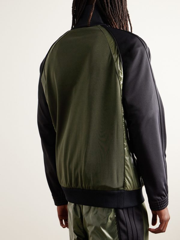 + adidas Originals Logo-Appliquéd Glossed Shell-Trimmed Tech-Jersey Track Jacket - BK + adidas Originals Logo-Appliquéd Glossed Shell-Trimmed Tech-Jersey Track Jacket - BK