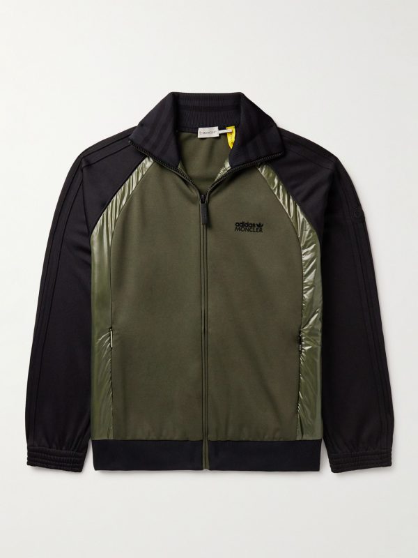 + adidas Originals Logo-Appliquéd Glossed Shell-Trimmed Tech-Jersey Track Jacket + adidas Originals Logo-Appliquéd Glossed Shell-Trimmed Tech-Jersey Track Jacket