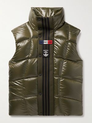 + adidas Originals Bozon Tech Jersey-Trimmed Quilted Glossed-Shell Down Gilet + adidas Originals Bozon Tech Jersey-Trimmed Quilted Glossed-Shell Down Gilet