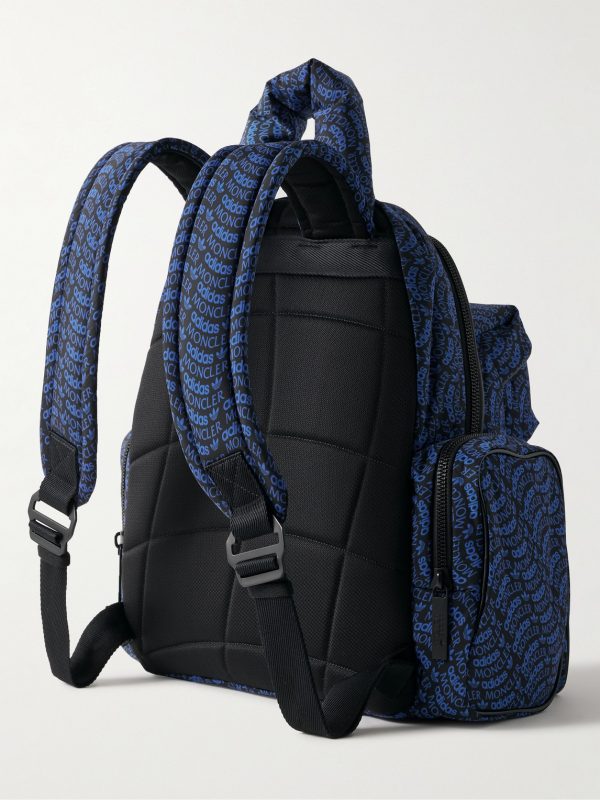 + adidas Originals Logo-Print Leather-Trimmed Padded Shell Backpack - BK + adidas Originals Logo-Print Leather-Trimmed Padded Shell Backpack - BK