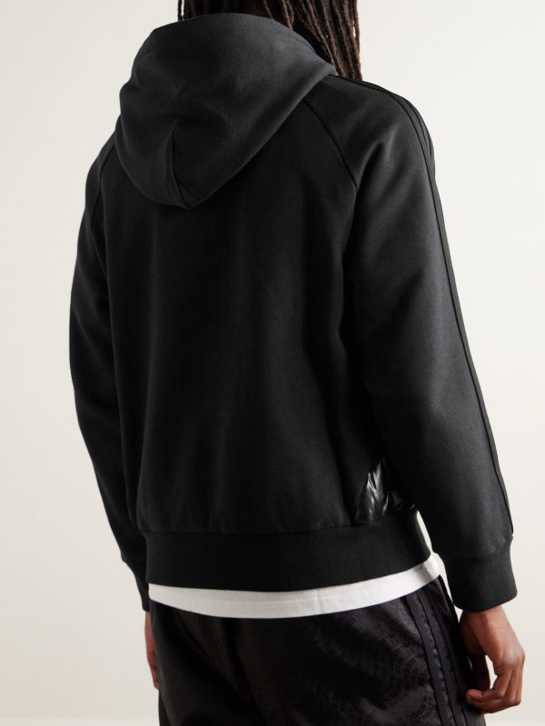 + adidas Originals Shell-Trimmed Logo-Appliquéd Cotton-Jersey Hoodie - BK