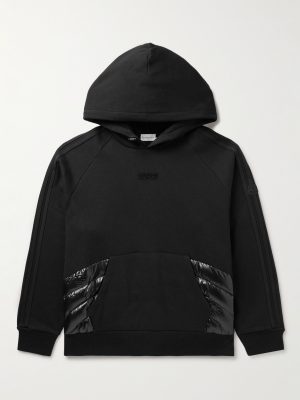 + adidas Originals Shell-Trimmed Logo-Appliquéd Cotton-Jersey Hoodie + adidas Originals Shell-Trimmed Logo-Appliquéd Cotton-Jersey Hoodie